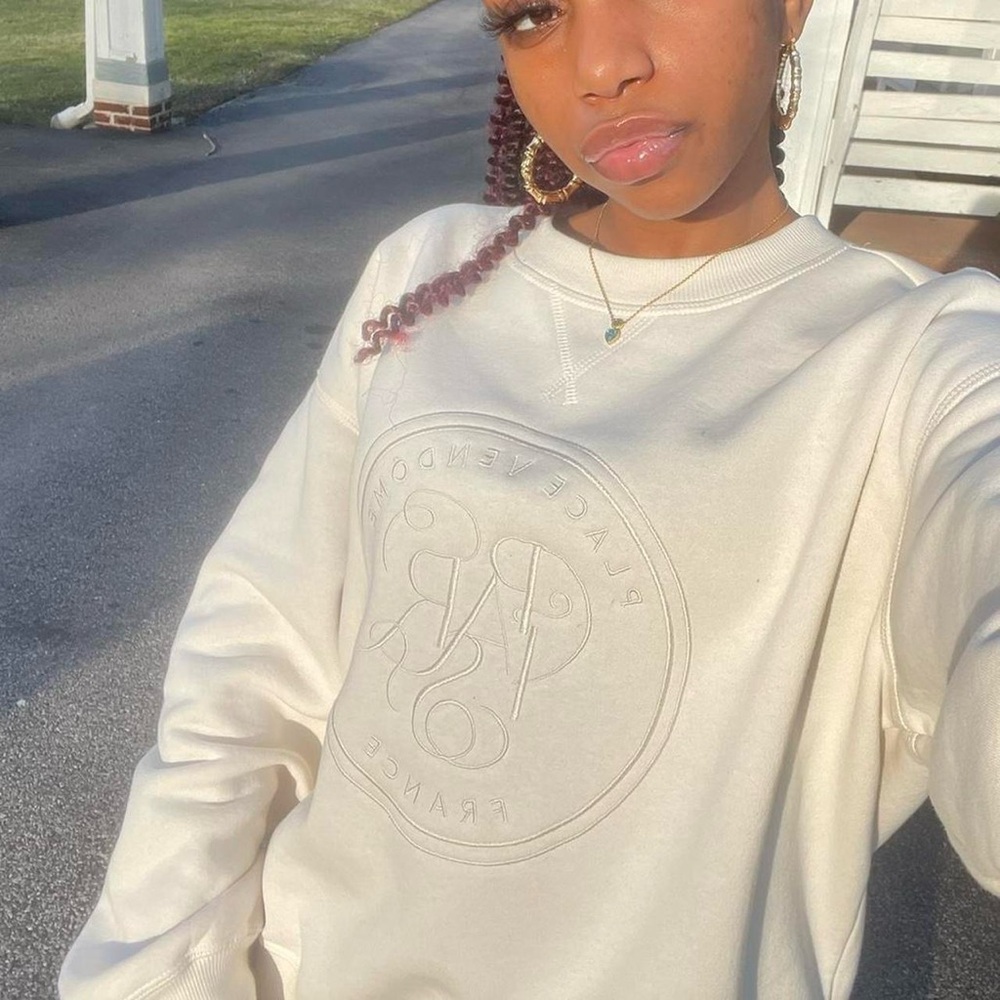 H&M Cream Embossed Sweatshirt